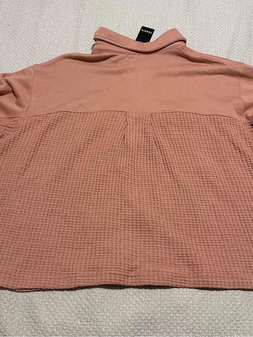 Plus size 0 torrid Waffle-Knit Button-Up Shirt Jacket in Dusty Rose - Picture 2 of 5